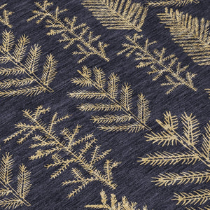 HomeRoots 8' Black and Gold Round Rug - Stylish, Washable, Durable Indoor/Outdoor Area Rug for Modern Spaces 621306