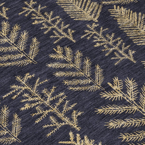 HomeRoots 8' Black and Gold Round Rug - Stylish, Washable, Durable Indoor/Outdoor Area Rug for Modern Spaces 621306