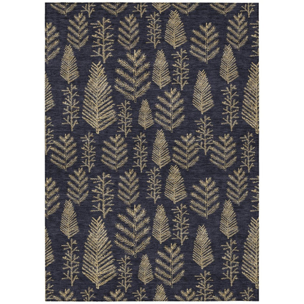 HomeRoots 8' X 10' Black and Gold Trees Area Rug – Stylish, Washable, Durable Indoor/Outdoor Accent for Any Space 621307