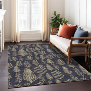HomeRoots 8' X 10' Black and Gold Trees Area Rug – Stylish, Washable, Durable Indoor/Outdoor Accent for Any Space 621307