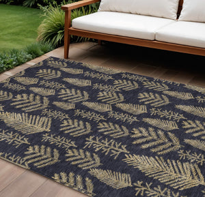 HomeRoots 9' X 12' Black And Gold Trees Washable Area Rug – Stylish, Durable, Indoor/Outdoor, Easy Care! 621308