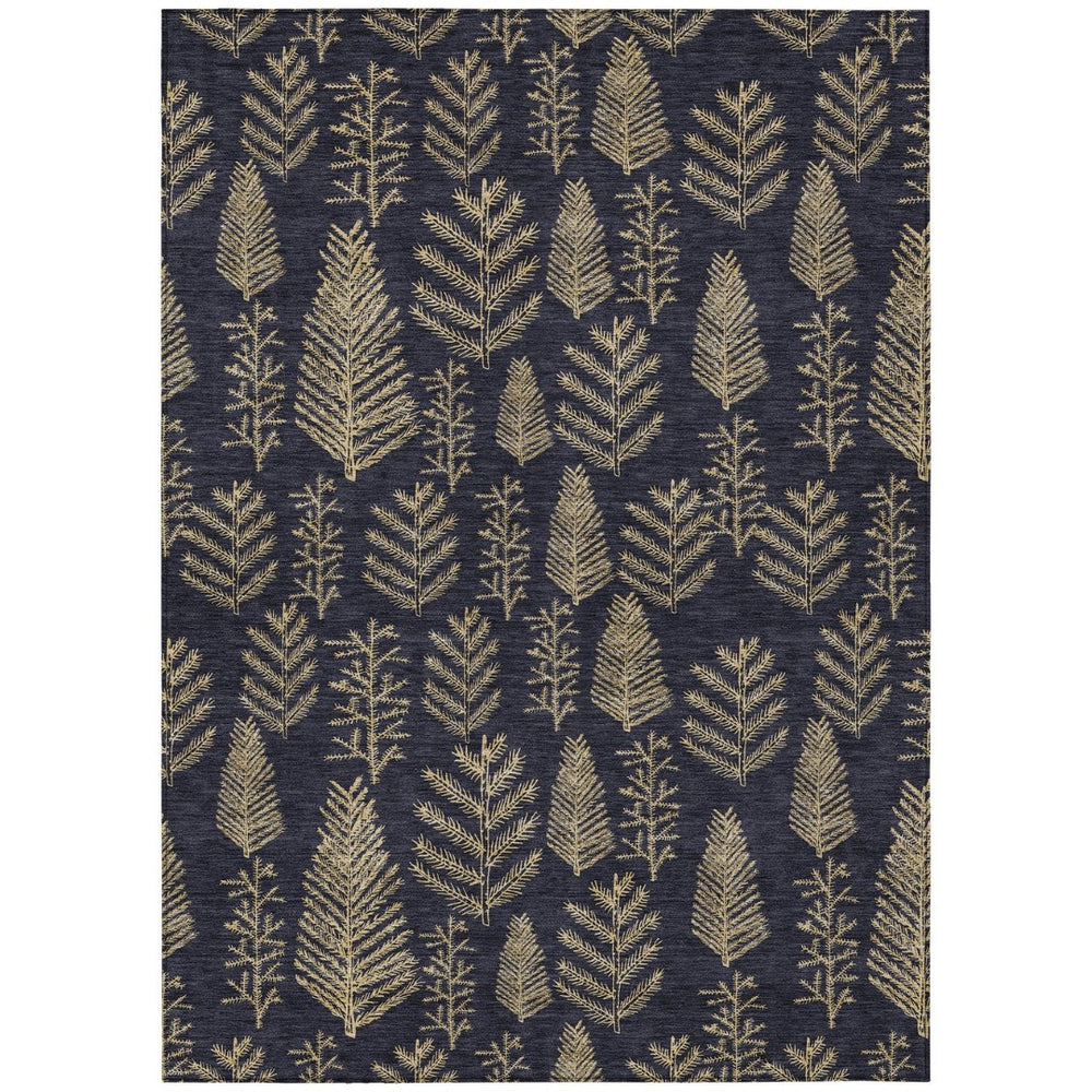 HomeRoots 9' X 12' Black And Gold Trees Washable Area Rug – Stylish, Durable, Indoor/Outdoor, Easy Care! 621308