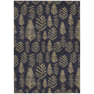 HomeRoots 9' X 12' Black And Gold Trees Washable Area Rug – Stylish, Durable, Indoor/Outdoor, Easy Care! 621308