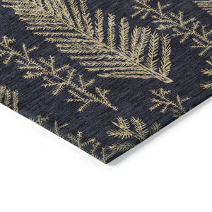 HomeRoots 9' X 12' Black And Gold Trees Washable Area Rug – Stylish, Durable, Indoor/Outdoor, Easy Care! 621308