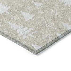 HomeRoots 8' Beige and Ivory Round Area Rug - Durable, Washable Design for Indoor/Outdoor Spaces, Cozy Style 621372