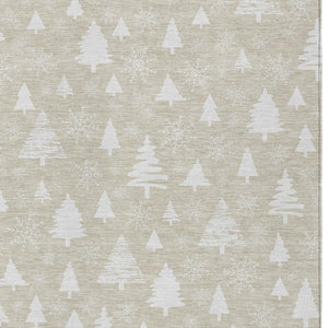 HomeRoots 8' X 10' Beige and Ivory Trees Area Rug – Stylish, Washable, Durable for Indoor & Outdoor Use! 621373