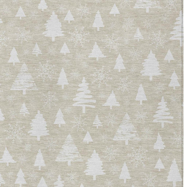 HomeRoots 8' X 10' Beige and Ivory Trees Area Rug – Stylish, Washable, Durable for Indoor & Outdoor Use! 621373