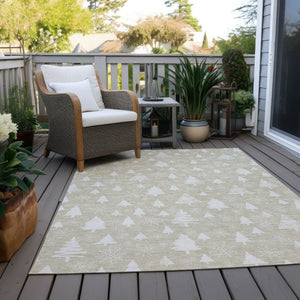 HomeRoots 8' X 10' Beige and Ivory Trees Area Rug – Stylish, Washable, Durable for Indoor & Outdoor Use! 621373