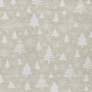 HomeRoots 9' X 12' Elegant Beige and Ivory Tree Pattern Area Rug - Washable, Durable, Indoor/Outdoor Use 621374