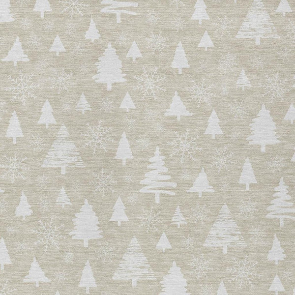 HomeRoots 9' X 12' Elegant Beige and Ivory Tree Pattern Area Rug - Washable, Durable, Indoor/Outdoor Use 621374