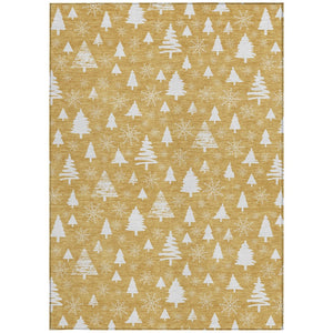 HomeRoots 5' X 8' Gold and Ivory Snowflake Area Rug - Stylish, Washable, Durable for Indoor & Outdoor Spaces! 621383