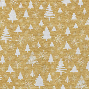 HomeRoots 10' Gold and Ivory Snowflake Area Rug - Washable, Durable Indoor/Outdoor Design for Any Space! 621387