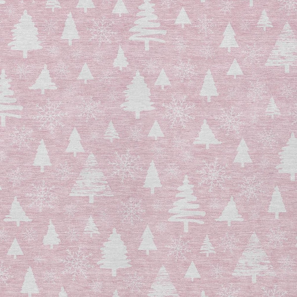 HomeRoots 5' X 8' Pink and Ivory Snowflake Washable Area Rug - Stylish, Durable, & Perfect for Indoor/Outdoor Use 621401