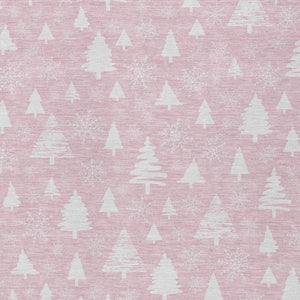 HomeRoots 8' X 10' Elegant Pink and Ivory Snowflake Area Rug - Durable, Washable for Indoor/Outdoor Spaces! 621403