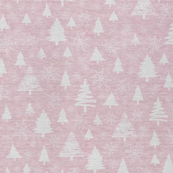 HomeRoots 8' X 10' Elegant Pink and Ivory Snowflake Area Rug - Durable, Washable for Indoor/Outdoor Spaces! 621403