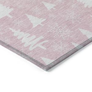 HomeRoots 8' X 10' Elegant Pink and Ivory Snowflake Area Rug - Durable, Washable for Indoor/Outdoor Spaces! 621403