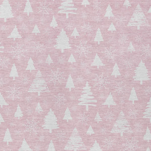 HomeRoots 9' X 12' Snowflake Area Rug in Pink & Ivory - Stylish, Washable, Durable for Indoor & Outdoor Spaces 621404