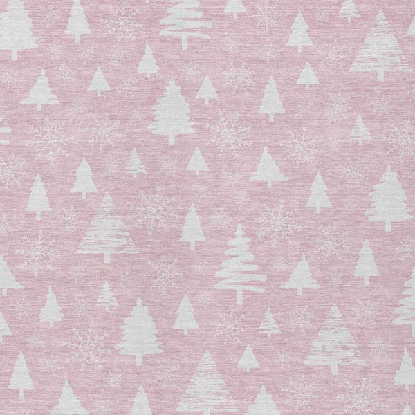 HomeRoots 9' X 12' Snowflake Area Rug in Pink & Ivory - Stylish, Washable, Durable for Indoor & Outdoor Spaces 621404