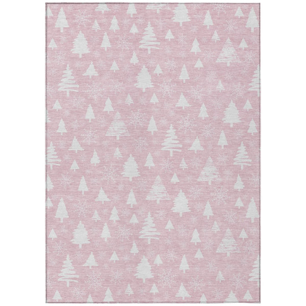 HomeRoots 10' Pink and Ivory Snowflake Area Rug - Stylish, Washable, Durable for Indoor/Outdoor Spaces! 621405