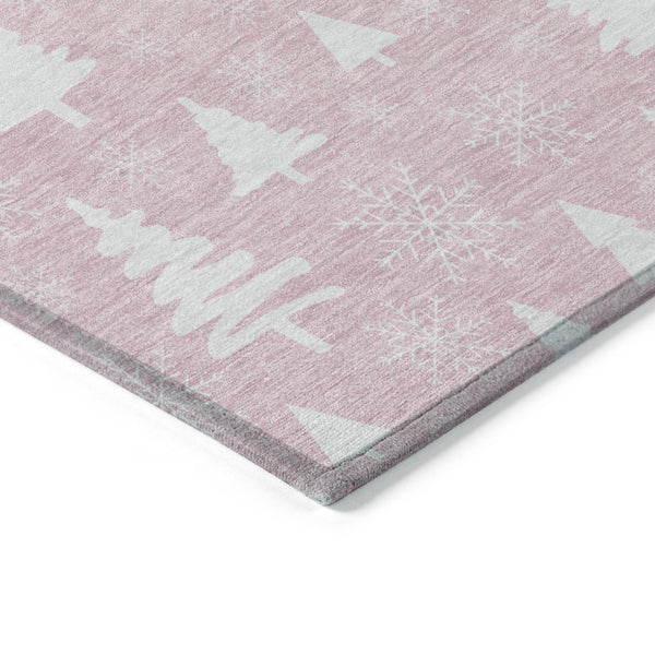 HomeRoots 10' Pink and Ivory Snowflake Area Rug - Stylish, Washable, Durable for Indoor/Outdoor Spaces! 621405