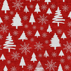 HomeRoots 5' X 8' Red and Ivory Deer Area Rug - Stylish, Washable Indoor/Outdoor Rug for High-Traffic Spaces 621407