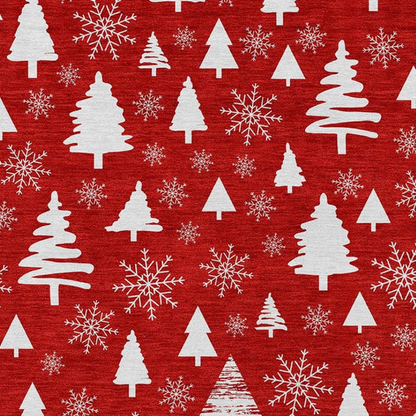 HomeRoots 5' X 8' Red and Ivory Deer Area Rug - Stylish, Washable Indoor/Outdoor Rug for High-Traffic Spaces 621407