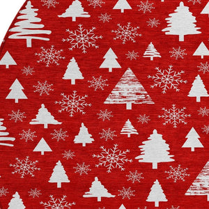 HomeRoots 8' Red And Ivory Round Deer Area Rug – Durable, Washable, Perfect for Indoor & Outdoor Spaces! 621408