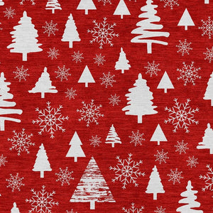HomeRoots 8' X 10' Red and Ivory Deer Washable Area Rug - Stylish, Durable, Pet-Friendly for Indoor/Outdoor Use 621409