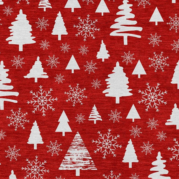 HomeRoots 8' X 10' Red and Ivory Deer Washable Area Rug - Stylish, Durable, Pet-Friendly for Indoor/Outdoor Use 621409