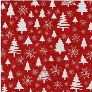 HomeRoots 9' X 12' Red And Ivory Deer Rug - Durable, Washable Area Rug for Indoor & Outdoor Use, Easy Care! 621410