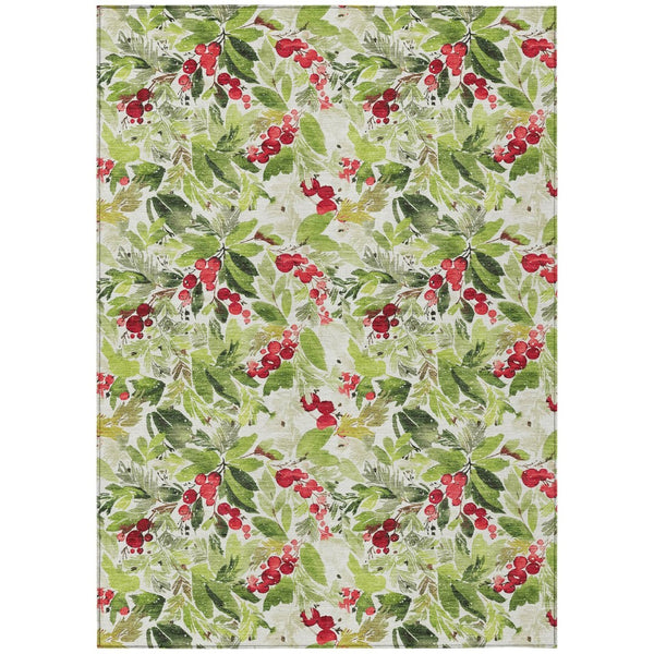 HomeRoots 10' X 14' Artichoke Green Area Rug - Stylish Botanical Leaves for Indoor/Outdoor Durability & Easy Care 621417