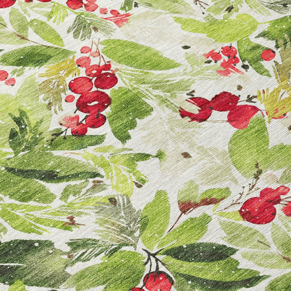 HomeRoots 10' X 14' Artichoke Green Area Rug - Stylish Botanical Leaves for Indoor/Outdoor Durability & Easy Care 621417