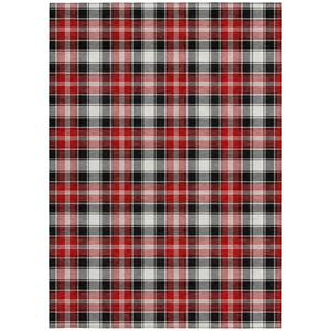 HomeRoots 5' X 8' Plaid Washable Area Rug in Black, Red, and White – Durable Indoor/Outdoor Style for Every Space 621425
