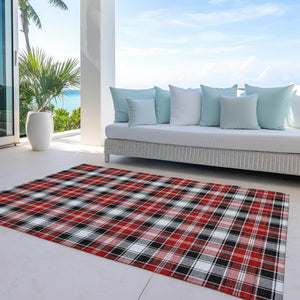 HomeRoots 5' X 8' Plaid Washable Area Rug in Black, Red, and White – Durable Indoor/Outdoor Style for Every Space 621425