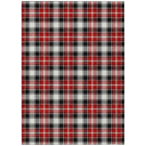 HomeRoots 5' X 8' Plaid Washable Area Rug in Black, Red, and White – Durable Indoor/Outdoor Style for Every Space 621425