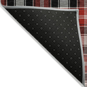 HomeRoots 5' X 8' Plaid Washable Area Rug in Black, Red, and White – Durable Indoor/Outdoor Style for Every Space 621425