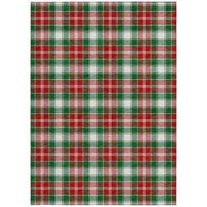 HomeRoots 5' Emerald Red and White Plaid Indoor Outdoor Area Rug - Durable, Washable, Perfect for Any Space! 621431