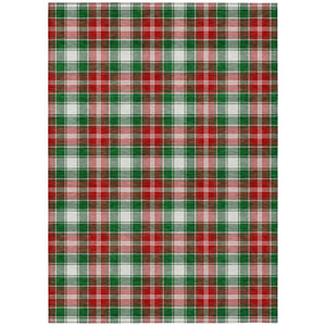HomeRoots 5' Emerald Red and White Plaid Indoor Outdoor Area Rug - Durable, Washable, Perfect for Any Space! 621431