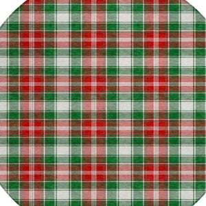 HomeRoots 8' Vibrant Emerald Red and White Round Plaid Rug - Washable, Durable, Perfect for Indoor & Outdoor Use 621432
