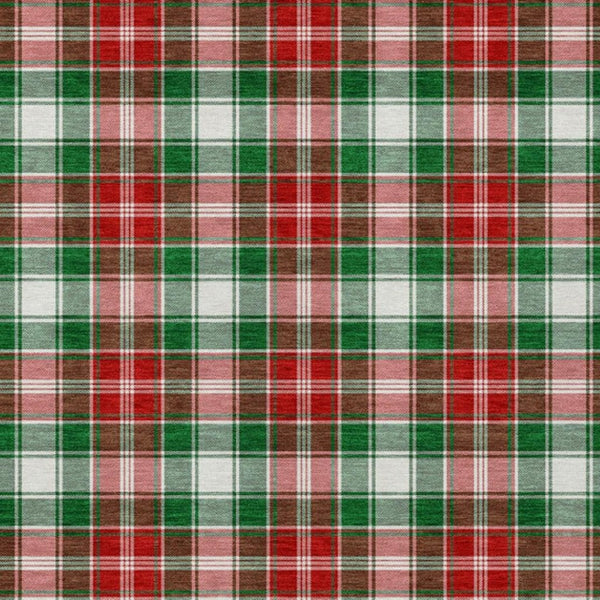HomeRoots 8' X 10' Emerald Red & White Plaid Area Rug – Stylish, Washable, Indoor/Outdoor, Durable & Versatile! 621433