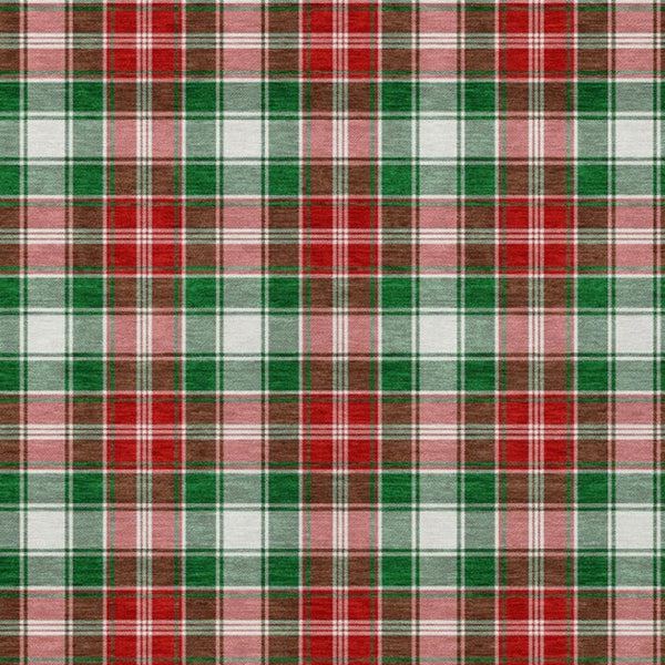HomeRoots 10' X 14' Emerald Red Plaid Washable Area Rug - Stylish Indoor/Outdoor Charm for High-Traffic Spaces 621435