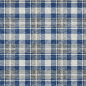 HomeRoots 9' X 12' Navy Blue Plaid Area Rug - Washable, Durable, Perfect for Indoor/Outdoor Use, Stylish Design 621446