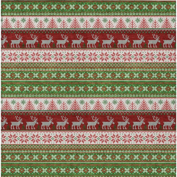 HomeRoots 5' X 8' Indoor Outdoor Area Rug with Deer Motif - Durable, Washable, and Stylish for Any Space 621449