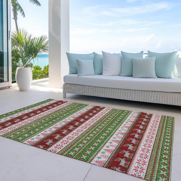 HomeRoots 5' X 8' Indoor Outdoor Area Rug with Deer Motif - Durable, Washable, and Stylish for Any Space 621449