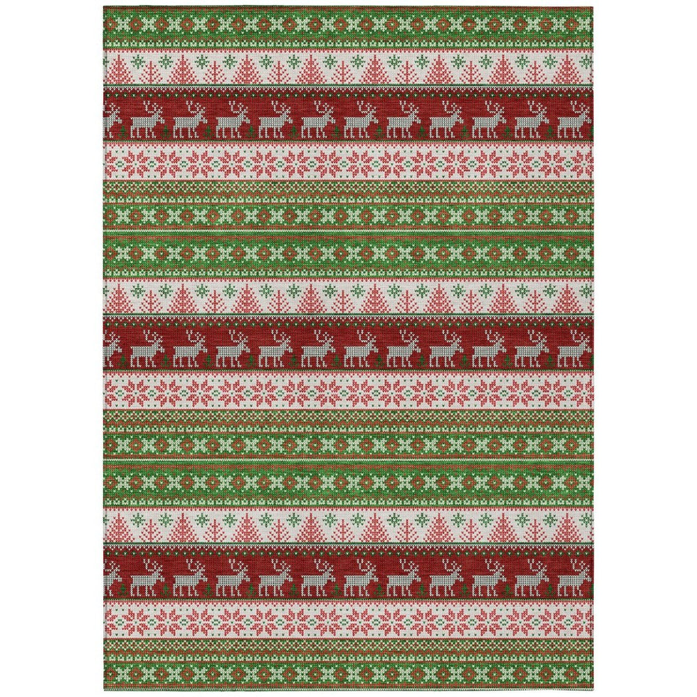 HomeRoots 5' X 8' Indoor Outdoor Area Rug with Deer Motif - Durable, Washable, and Stylish for Any Space 621449