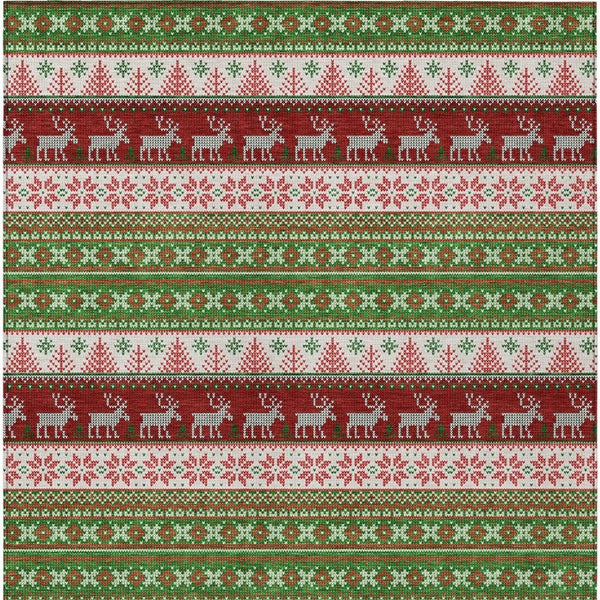 HomeRoots 8' X 10' Washable Indoor Outdoor Area Rug with Deer Motif - Durable, Stylish, and Easy Care Solution! 621451