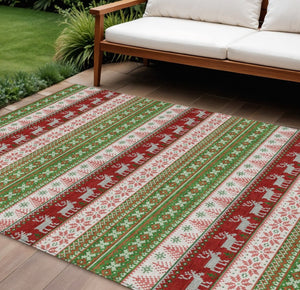 HomeRoots 8' X 10' Washable Indoor Outdoor Area Rug with Deer Motif - Durable, Stylish, and Easy Care Solution! 621451