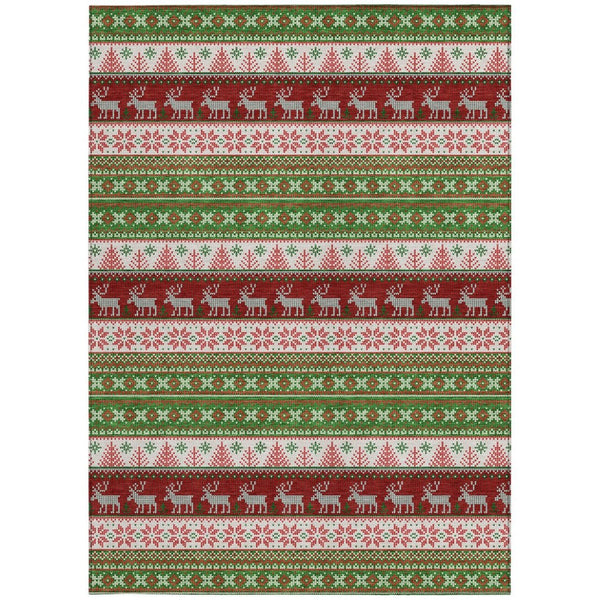 HomeRoots 8' X 10' Washable Indoor Outdoor Area Rug with Deer Motif - Durable, Stylish, and Easy Care Solution! 621451