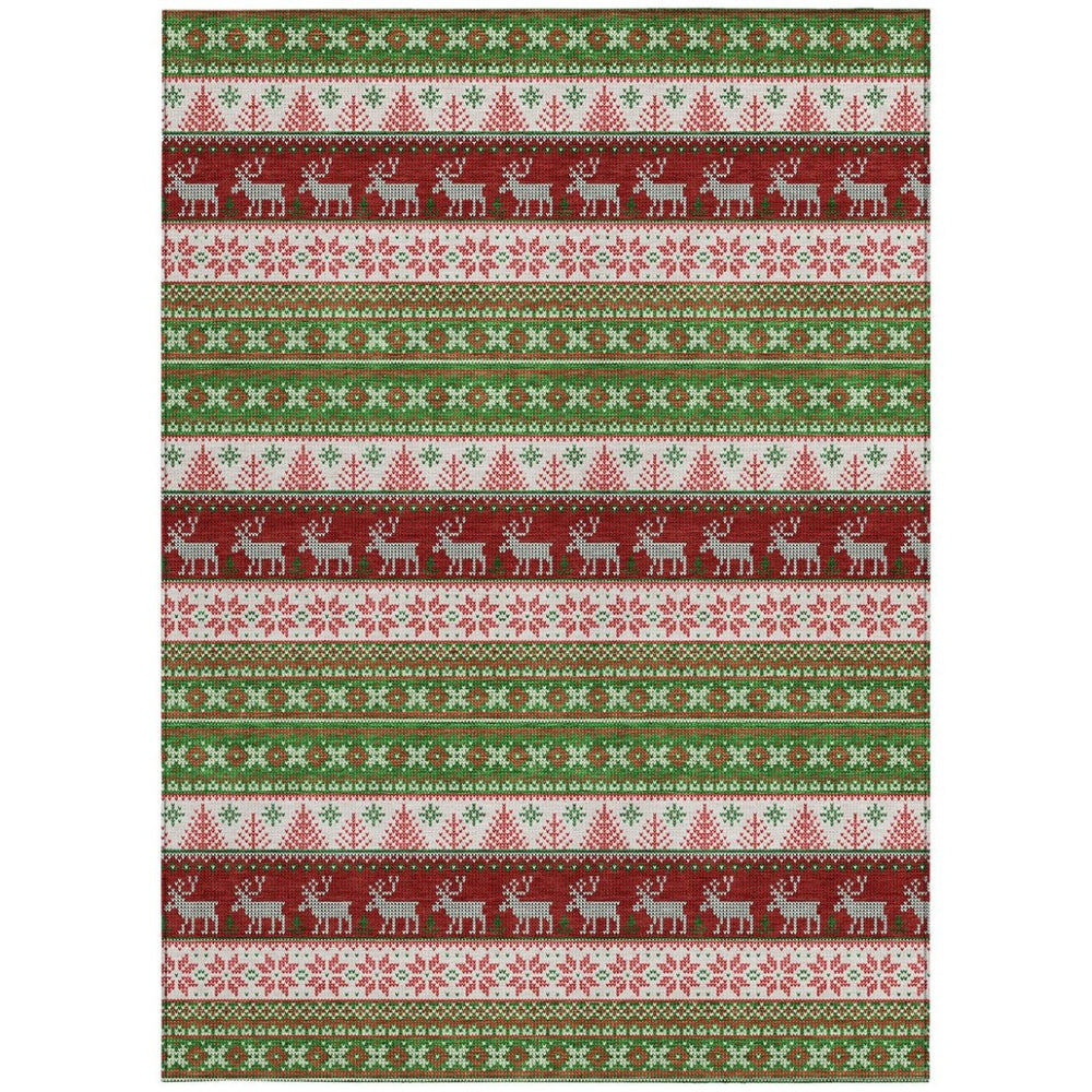 HomeRoots 9' Indoor Outdoor Area Rug with Deer Motif - Washable, Durable, and Ideal for High-Traffic Spaces 621452