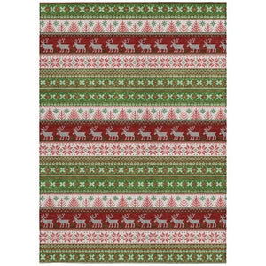 HomeRoots 9' Indoor Outdoor Area Rug with Deer Motif - Washable, Durable, and Ideal for High-Traffic Spaces 621452